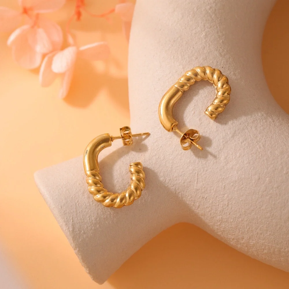 NEW💎18K Gold Hoop Earrings*Twisted Hoop Earrings - Picture 2 of 7